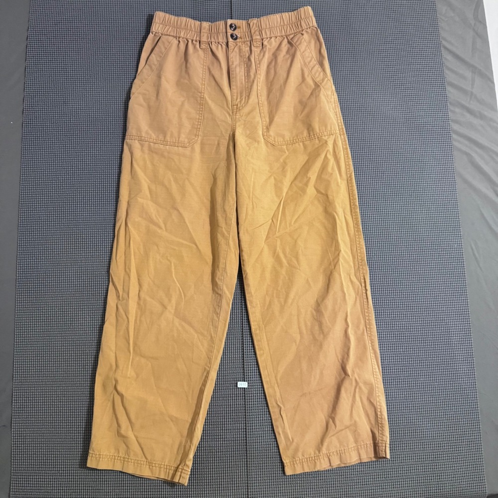 Madewell Women Tan Ripstop Elastic Waist Wide Leg Pull On Pants Size M
